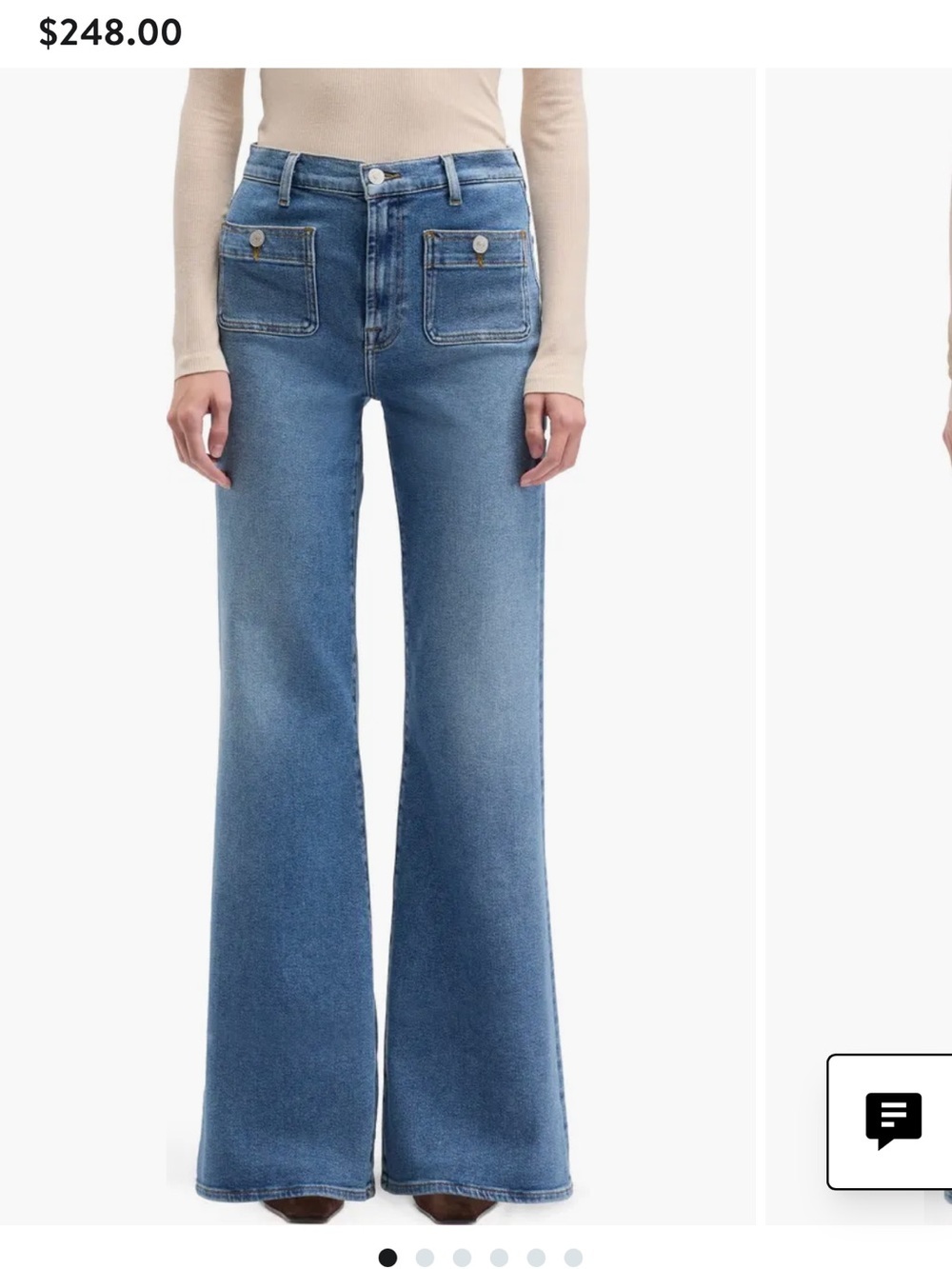 7 For All Mankind Petite Flare Jeans Modern Dojo Oceanstone Wide-Leg MSRP $248